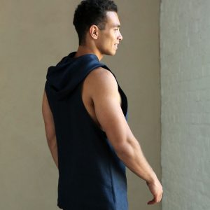 Men’s Dark Blue Sleeveless Linen T-Shirt The Perfect Summer Essential