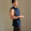 Men’s Dark Blue Sleeveless Linen T-Shirt The Perfect Summer Essential