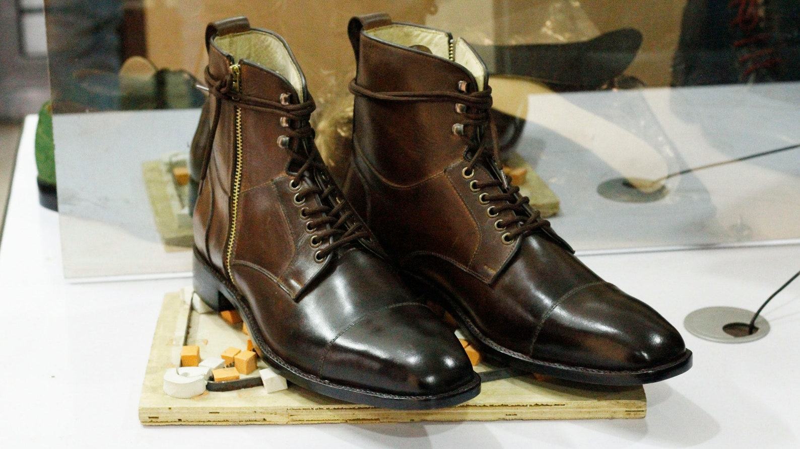 Men’s Handmade Brown Leather Boots Cap Toe, Side Zip & Goodyear Welted - Image 5