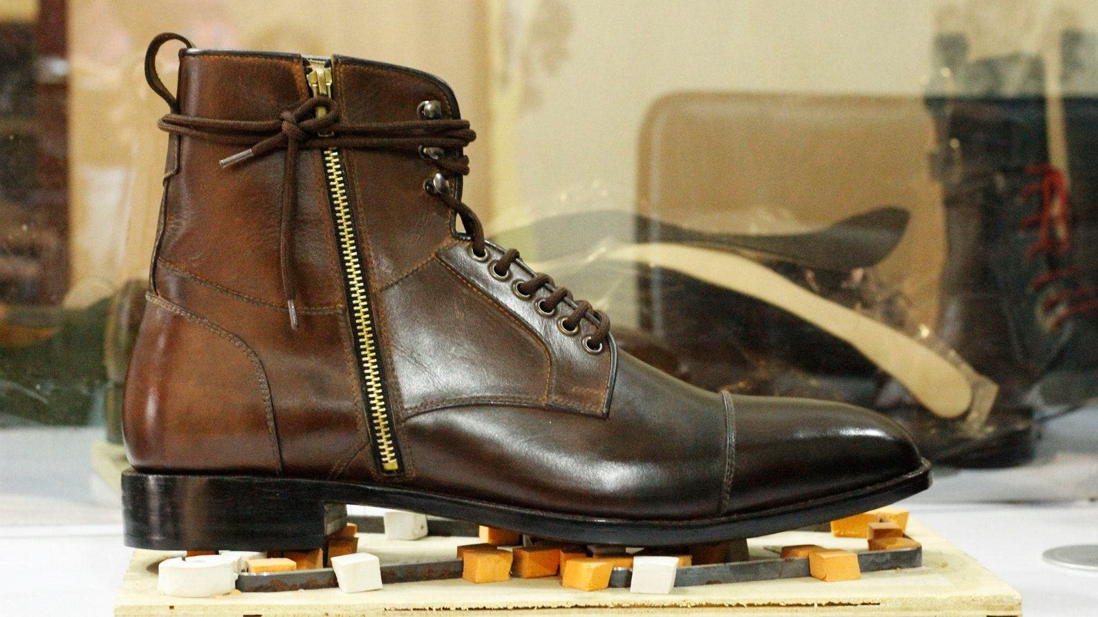 Men’s Handmade Brown Leather Boots Cap Toe, Side Zip & Goodyear Welted - Image 3