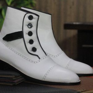 Men’s Handmade White Cap Toe Dress Shoes – Classic Style & Premium Quality