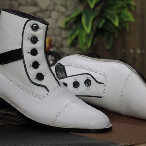 Men’s Handmade White Cap Toe Dress Shoes – Classic Style & Premium Quality