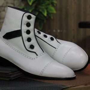 Men’s Handmade White Cap Toe Dress Shoes – Classic Style & Premium Quality