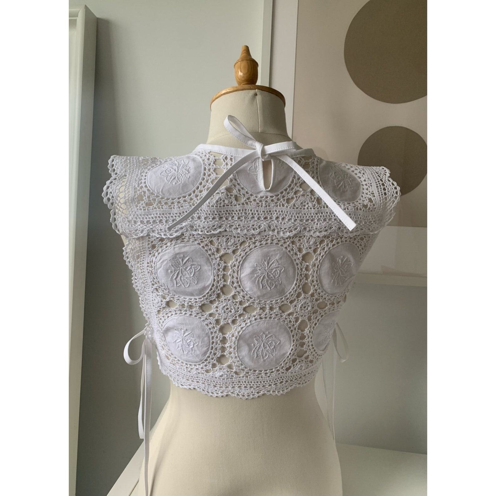 Mesa Workshop Reworked Vintage Doily Tie Side Bib Top A Timeless Treasure for the Modern Wardrobe