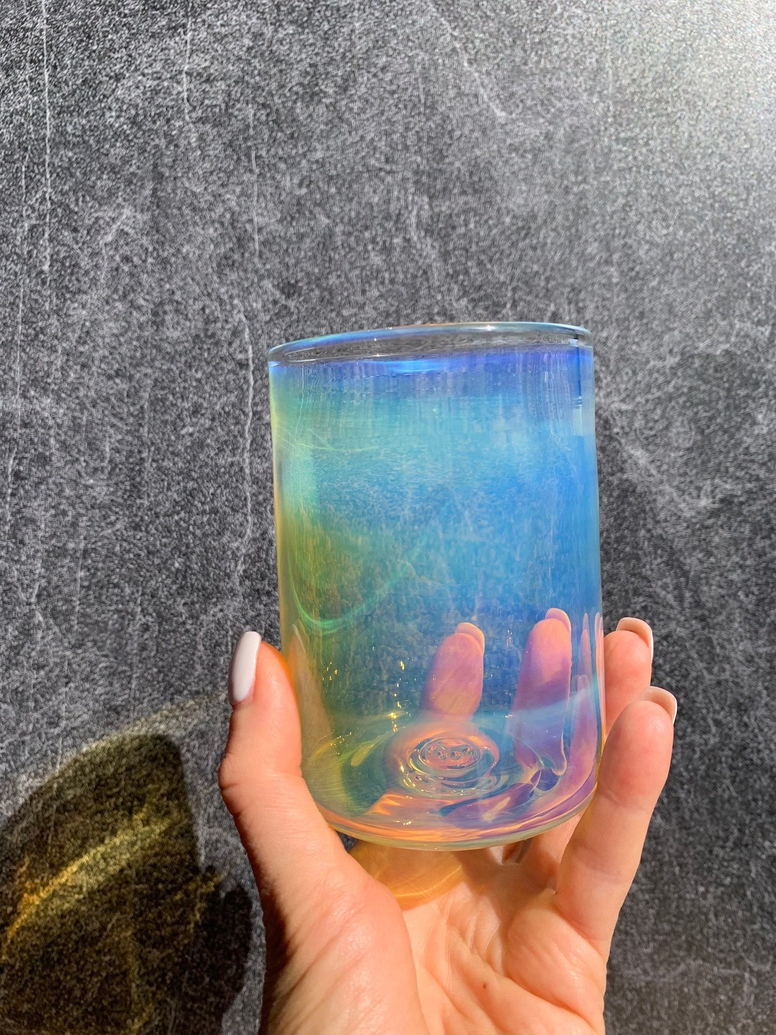 Mesmerizing Color-Shifting Glass Handblown Iridescent Tumbler for Enchanting Beverages - Image 2
