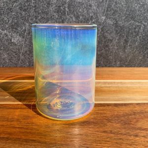 Mesmerizing Color-Shifting Glass Handblown Iridescent Tumbler for Enchanting Beverages