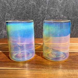Mesmerizing Color-Shifting Glass Handblown Iridescent Tumbler for Enchanting Beverages