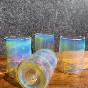 Mesmerizing Color-Shifting Glass Handblown Iridescent Tumbler for Enchanting Beverages