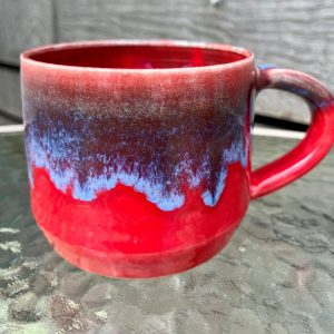 Mesmerizing Crimson and Azure Ceramic Mug A Symphony of Hues