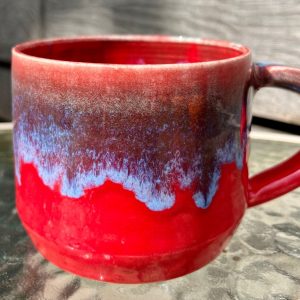 Mesmerizing Crimson and Azure Ceramic Mug A Symphony of Hues