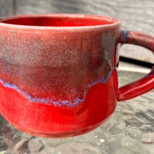 Mesmerizing Crimson and Azure Ceramic Mug A Symphony of Hues