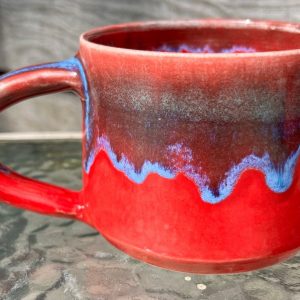 Mesmerizing Crimson and Azure Ceramic Mug A Symphony of Hues