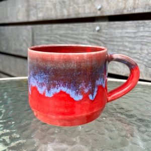 Mesmerizing Crimson and Azure Ceramic Mug A Symphony of Hues
