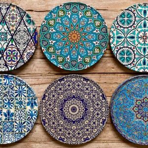 Mesmerizing Mediterranean Coasters A Set of 6 for Enchanting Home Decor and Thoughtful Iteming
