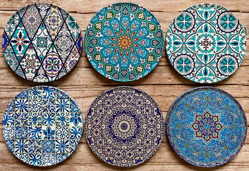 Mesmerizing Mediterranean Coasters A Set of 6 for Enchanting Home Decor and Thoughtful Iteming