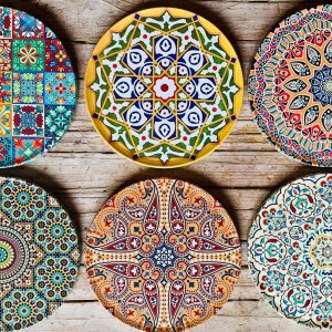 Mesmerizing Mediterranean Coasters A Set of 6 for Enchanting Home Decor and Thoughtful Iteming