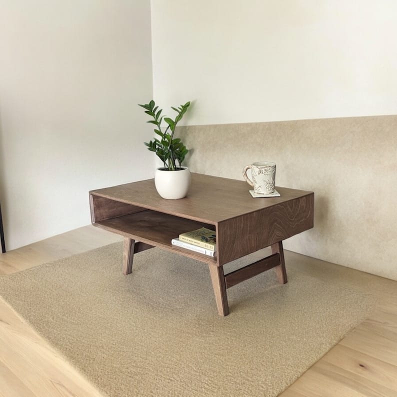Mid-Century Modern Coffee Table  Boho MCM Wood Table –