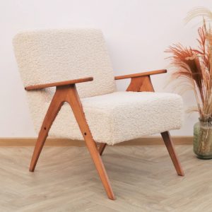 Mid-Century Modern Oasis Vintage Boucle Armchair and Ottoman Set for Timeless Comfort