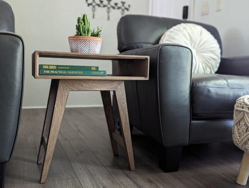Mid-Century Modern Side Table – Boho End Table with