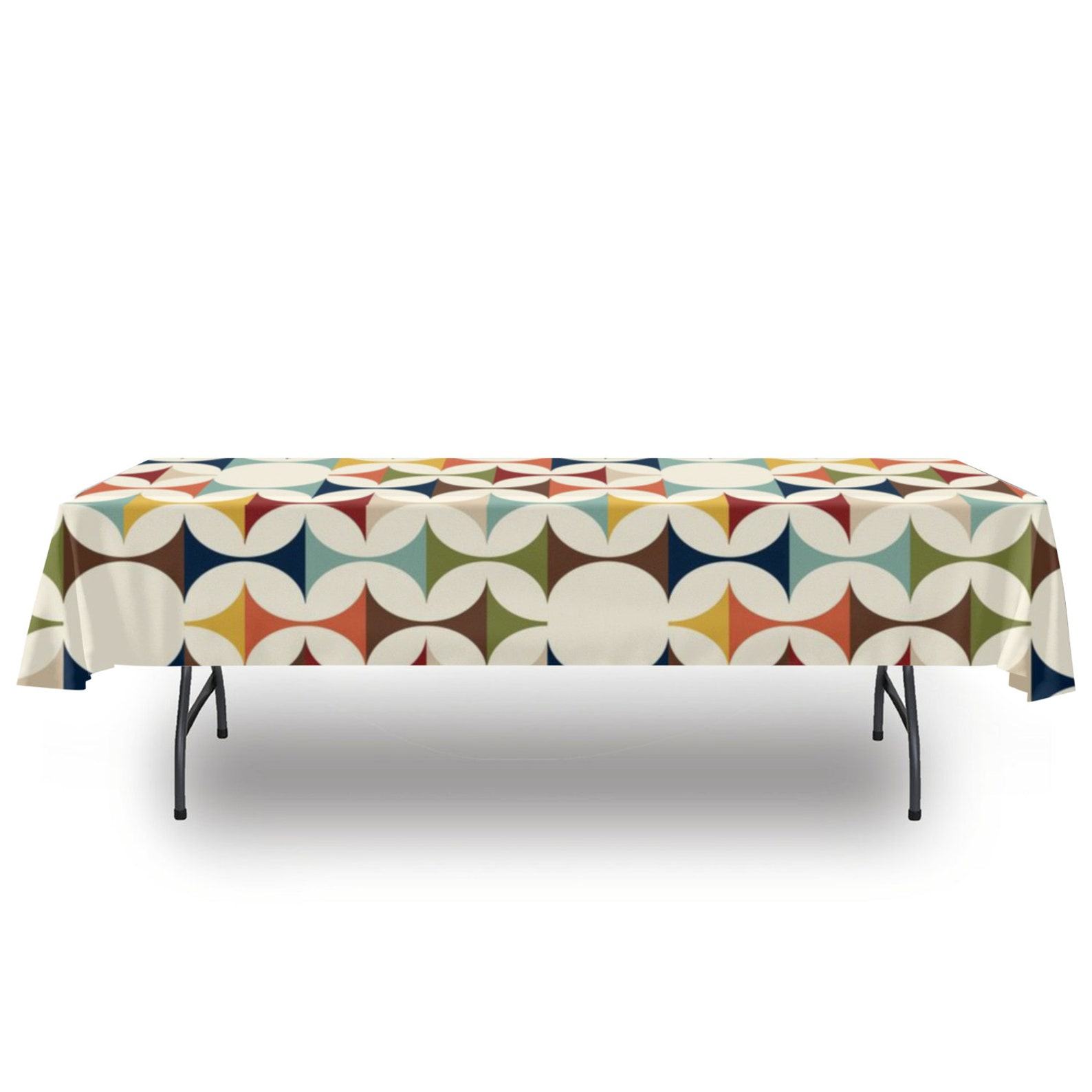 Mid-Century Modern Tablecloth Retro Geometric Table Linens for a Nostalgic Touch