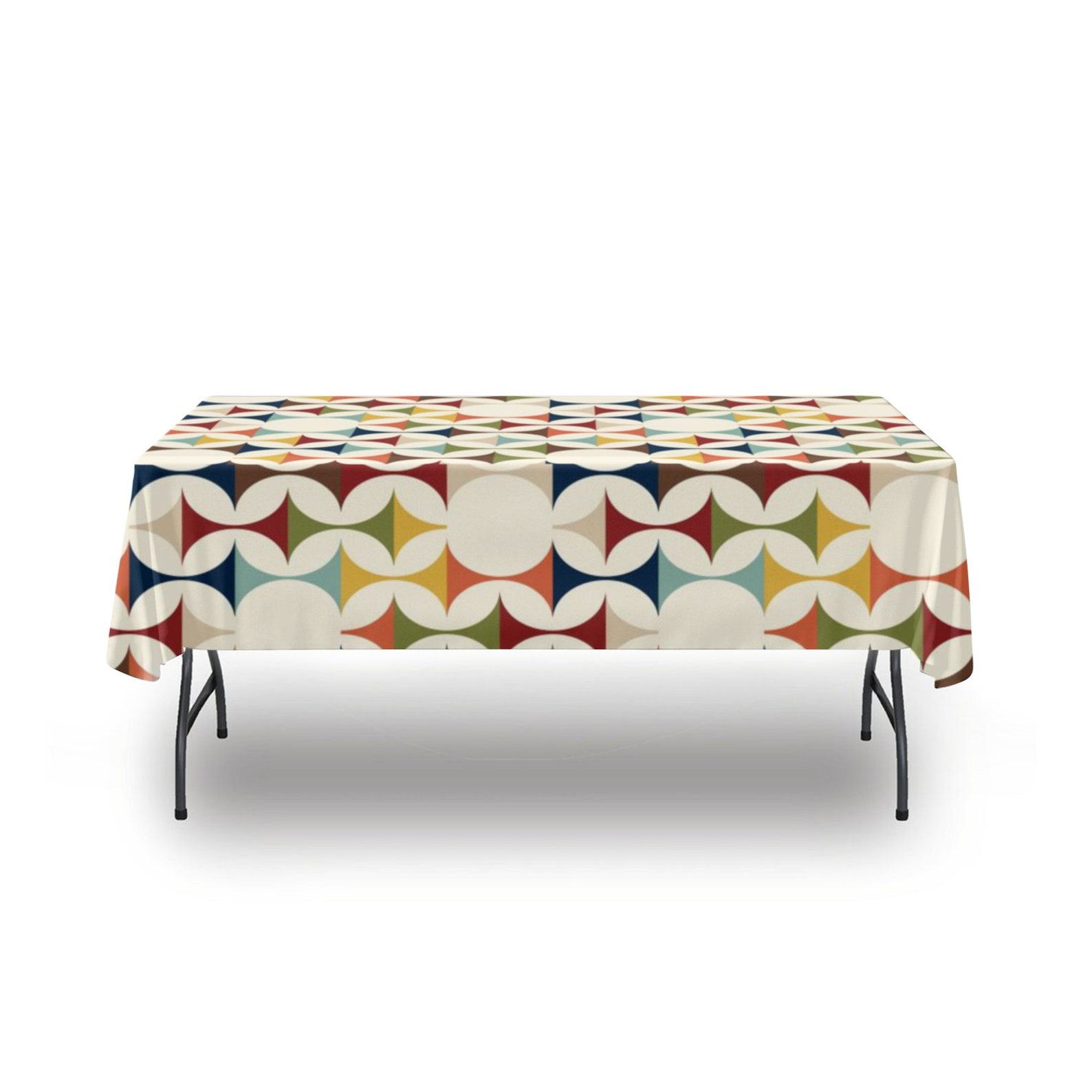 Mid-Century Modern Tablecloth Retro Geometric Table Linens for a Nostalgic Touch