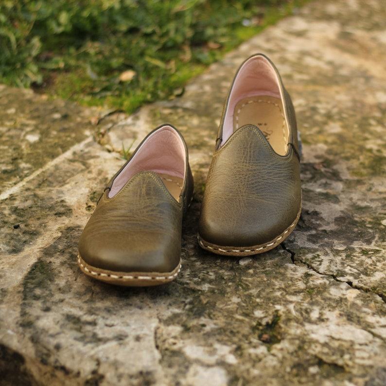 Military Green Loafers Experience Barefoot Comfort in Turkish Style