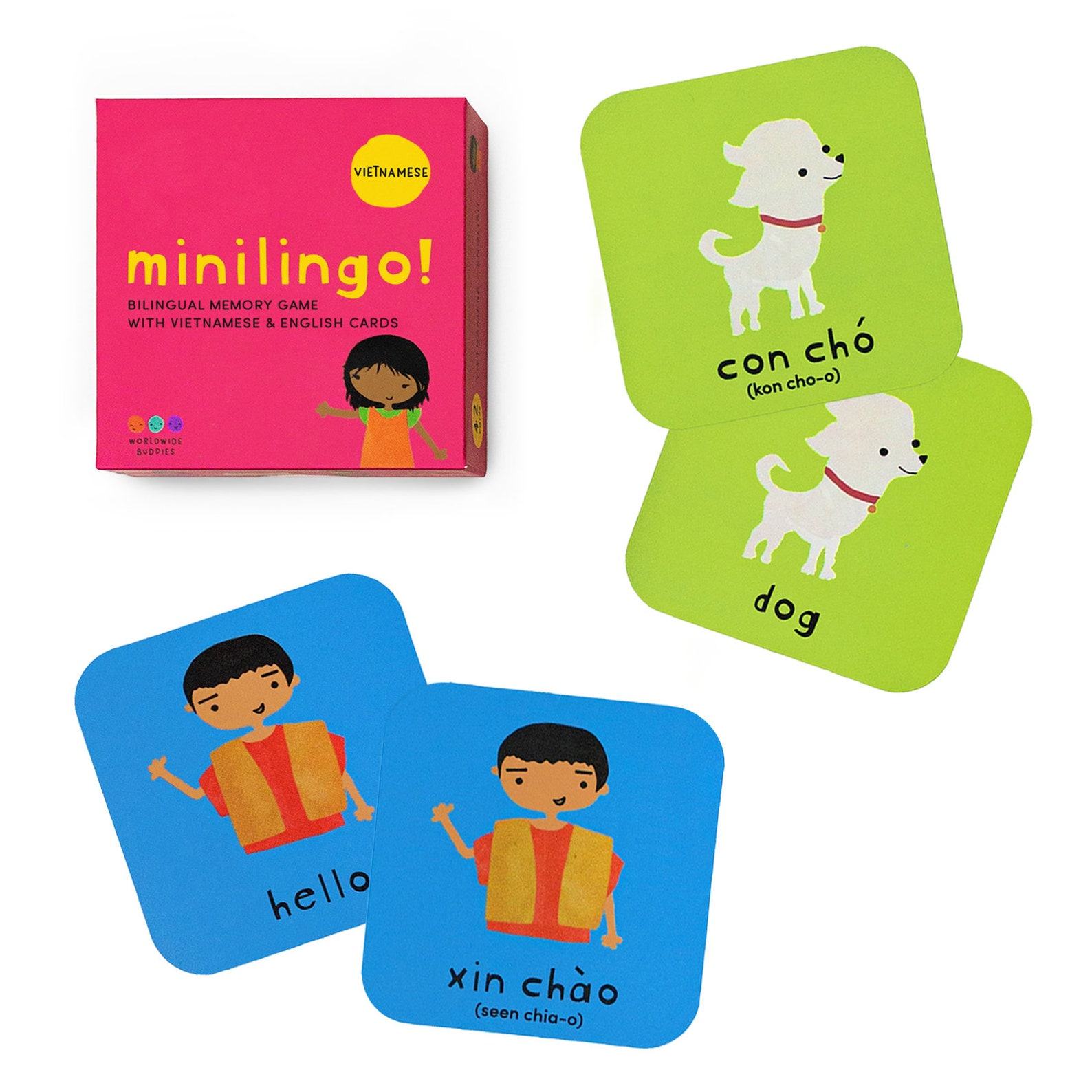 Minilingo Bilingual Flashcards for Vietnamese and English Learning | Montessori-Inspired Memory Game for Kids