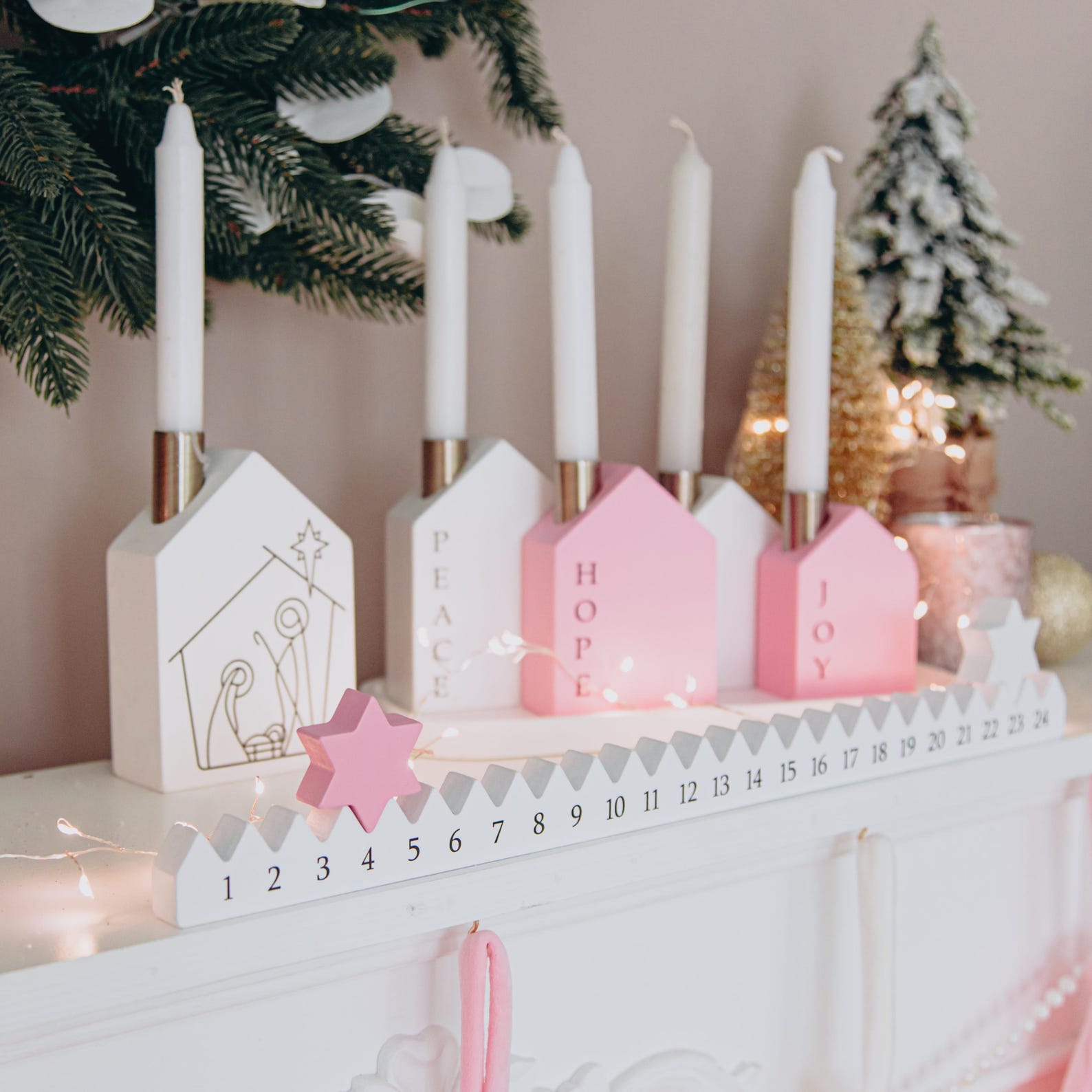 Minimalist Christmas Candle Holder Set – Handmade Holiday Table Centerpiece & Present