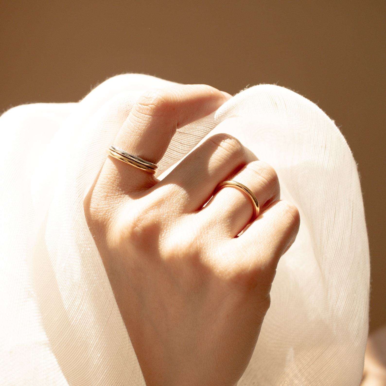 Minimalist Gold Ring Delicate Sterling Silver Band for Stacking, Pinky, Midi, or Knuckle