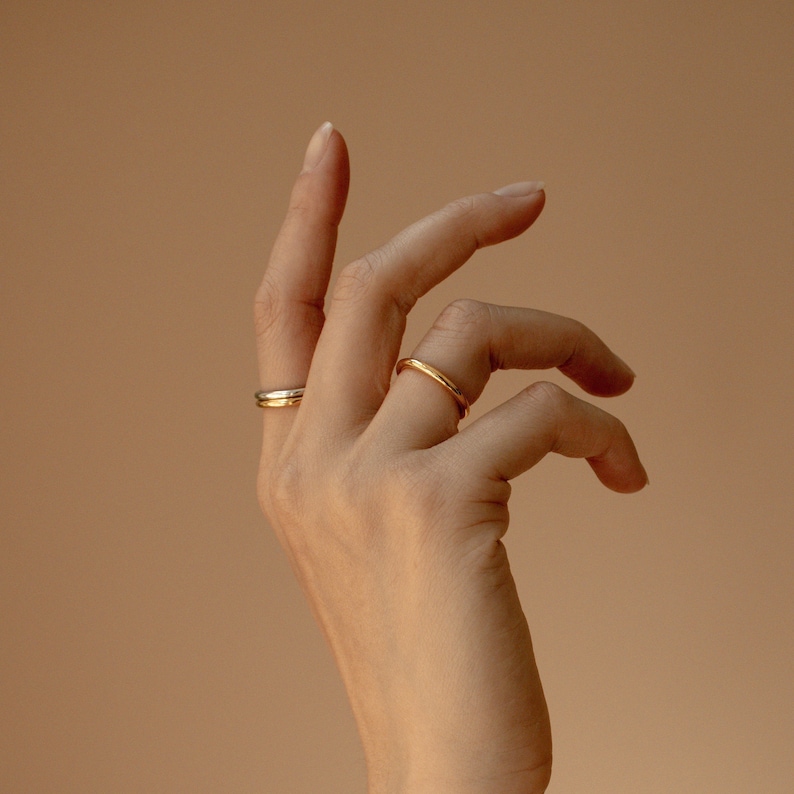 Minimalist Gold Ring Delicate Sterling Silver Band for Stacking, Pinky, Midi, or Knuckle