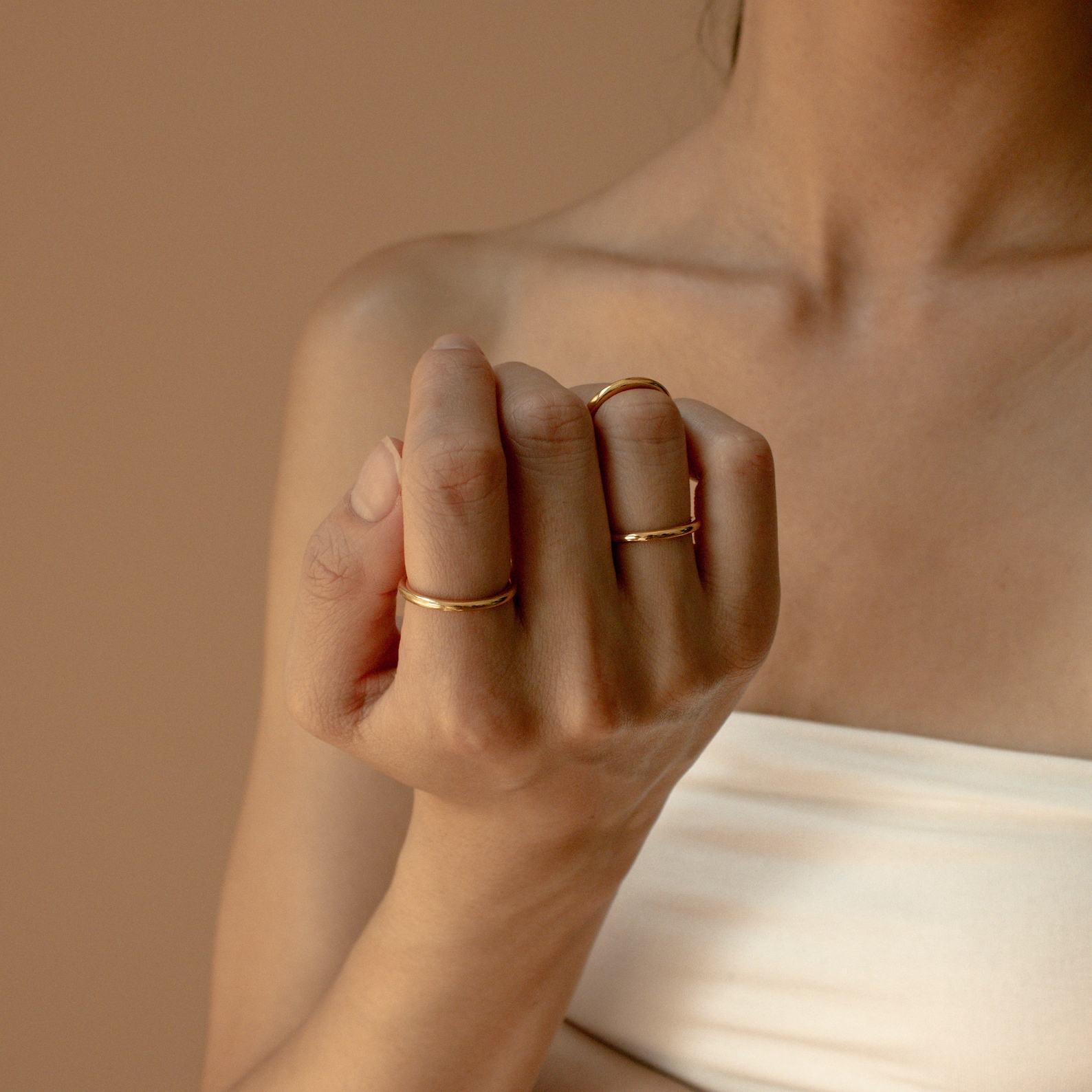 Minimalist Gold Ring Delicate Sterling Silver Band for Stacking, Pinky, Midi, or Knuckle