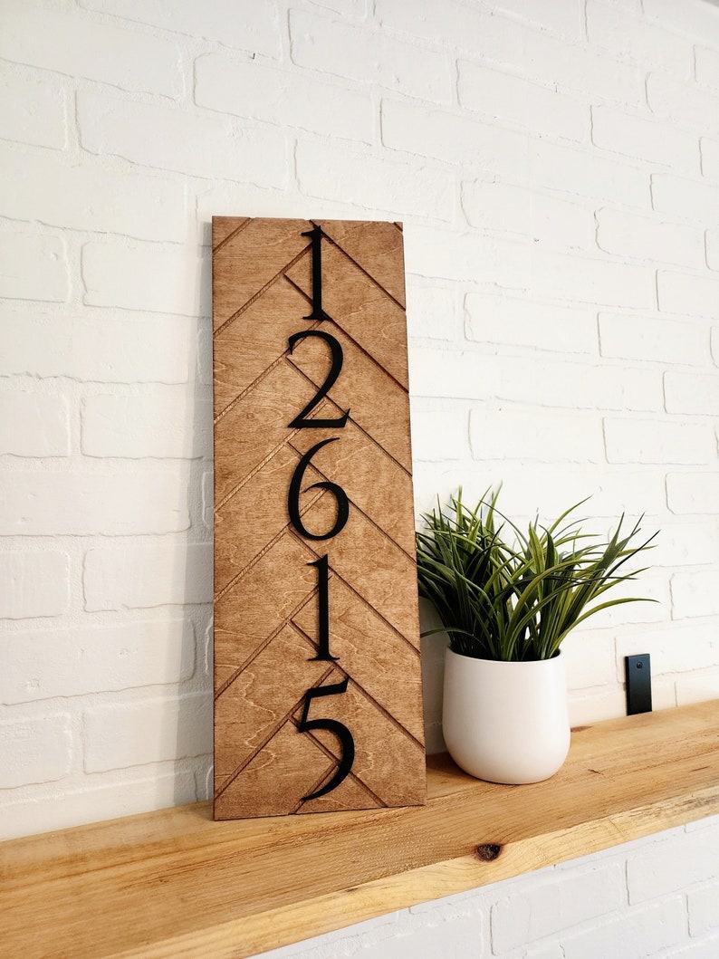 Modern Herringbone Address Sign Elevate Your Home’s Curb Appeal with Style