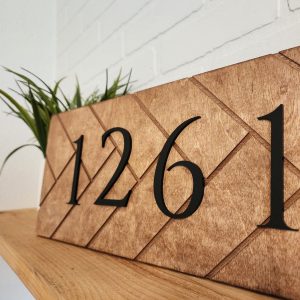 Modern Herringbone Address Sign Elevate Your Home’s Curb Appeal with Style
