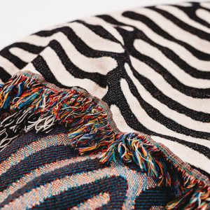 Modern Woven Throw Blanket Minimalist Black and White Accent for Couch or Bed