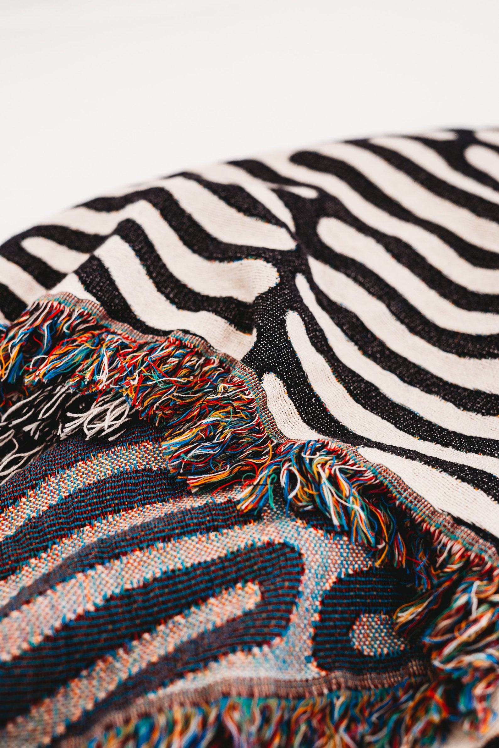 Modern Woven Throw Blanket Minimalist Black and White Accent for Couch or Bed - Image 4