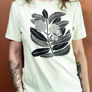 Monarch Butterfly and Milkweed A Symbiotic Symphony on a Handcrafted Tee