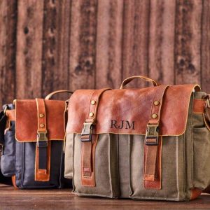 Monogrammed Waxed Canvas Messenger Bag The Interesting  Item for the Modern Man