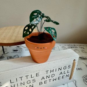 Monstera Adansonii Swiss Cheese Plant in a 2″ Pot | Handcrafted Mini Paper Plant with Hand-Painted Leaves | Perfect Houseplant
