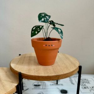 Monstera Adansonii Swiss Cheese Plant in a 2″ Pot | Handcrafted Mini Paper Plant with Hand-Painted Leaves | Perfect Houseplant
