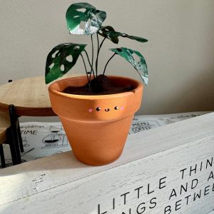 Monstera Adansonii Swiss Cheese Plant in a 2″ Pot | Handcrafted Mini Paper Plant with Hand-Painted Leaves | Perfect Houseplant