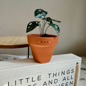 Monstera Adansonii Swiss Cheese Plant in a 2″ Pot | Handcrafted Mini Paper Plant with Hand-Painted Leaves | Perfect Houseplant