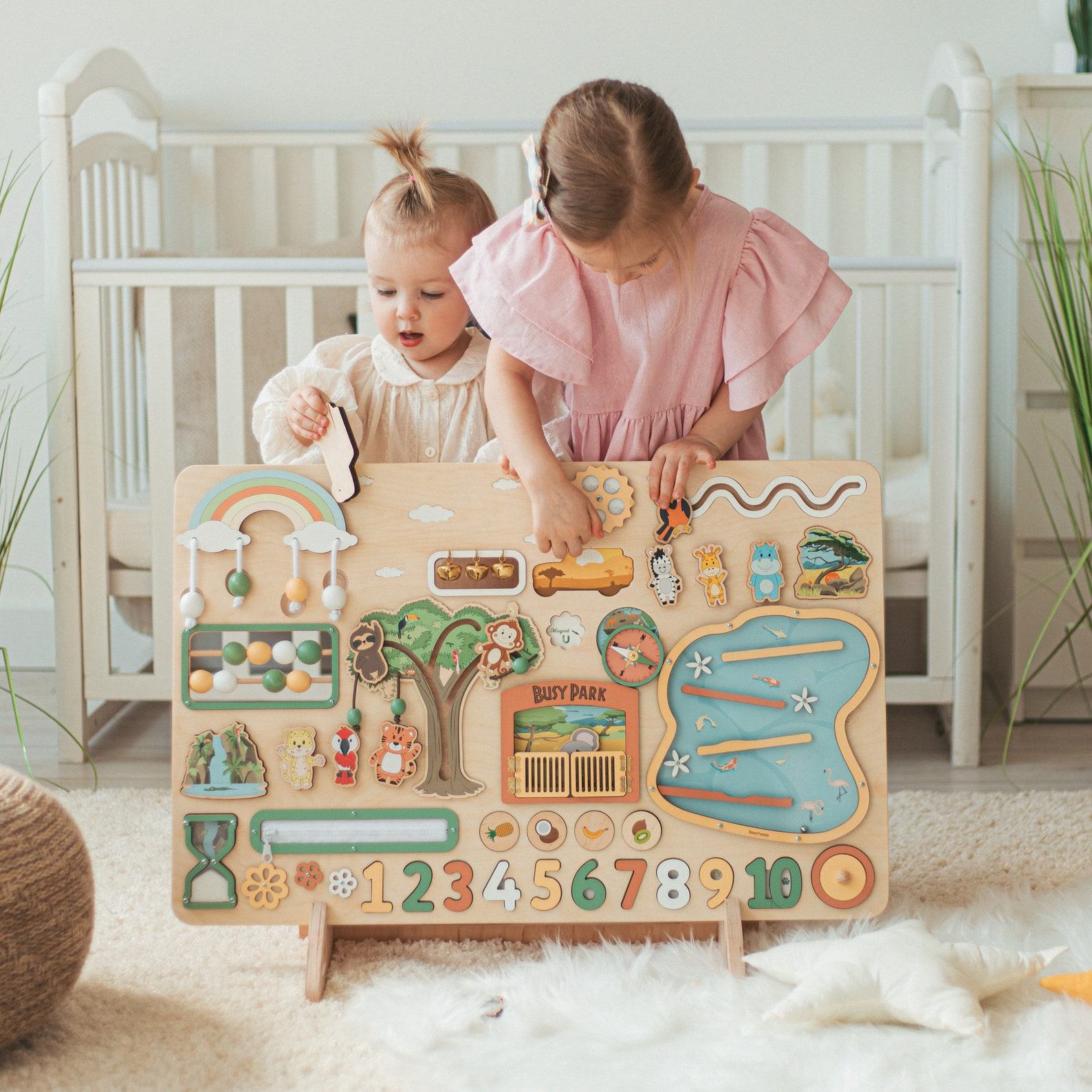 Montessori Busy Board for Toddlers – Sensory Activity Board, Fidget Toy, First Birthday Present & Nursery Decor