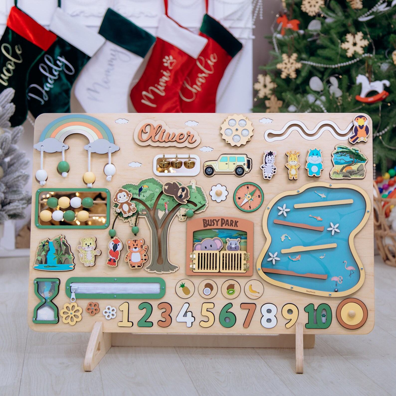 Montessori Busy Board Ocean Theme – Toddler Activity Board Wooden Toy – Easter Present Baby Shower