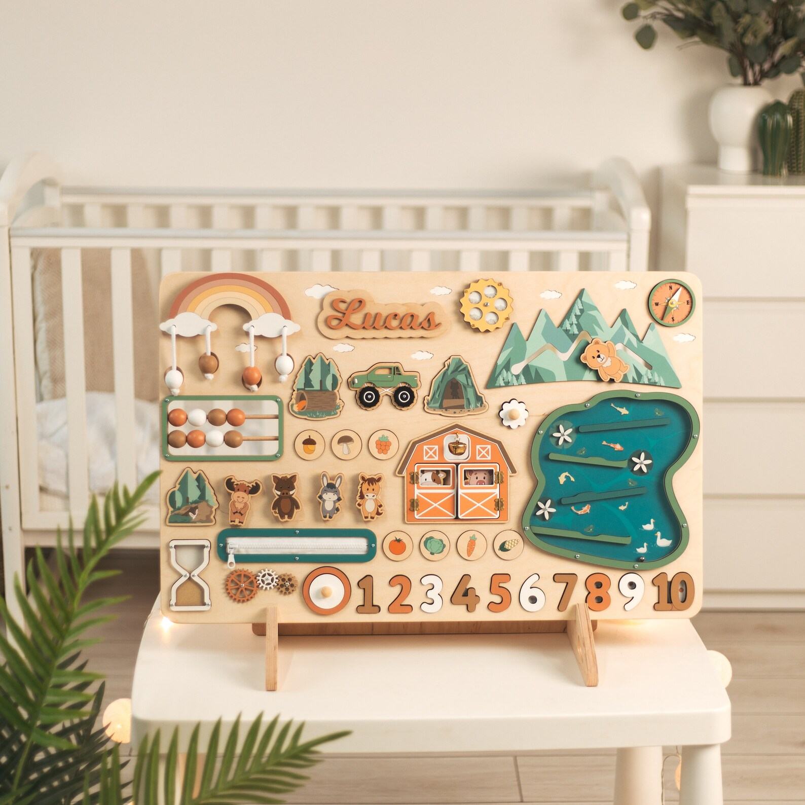 Montessori Busy Board  Personalized Sensory Toy for 1-3 Year Olds – Educational & Birthday Present