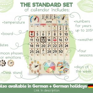 Montessori Calendar A Wooden Learning Adventure for Toddlers and Kids