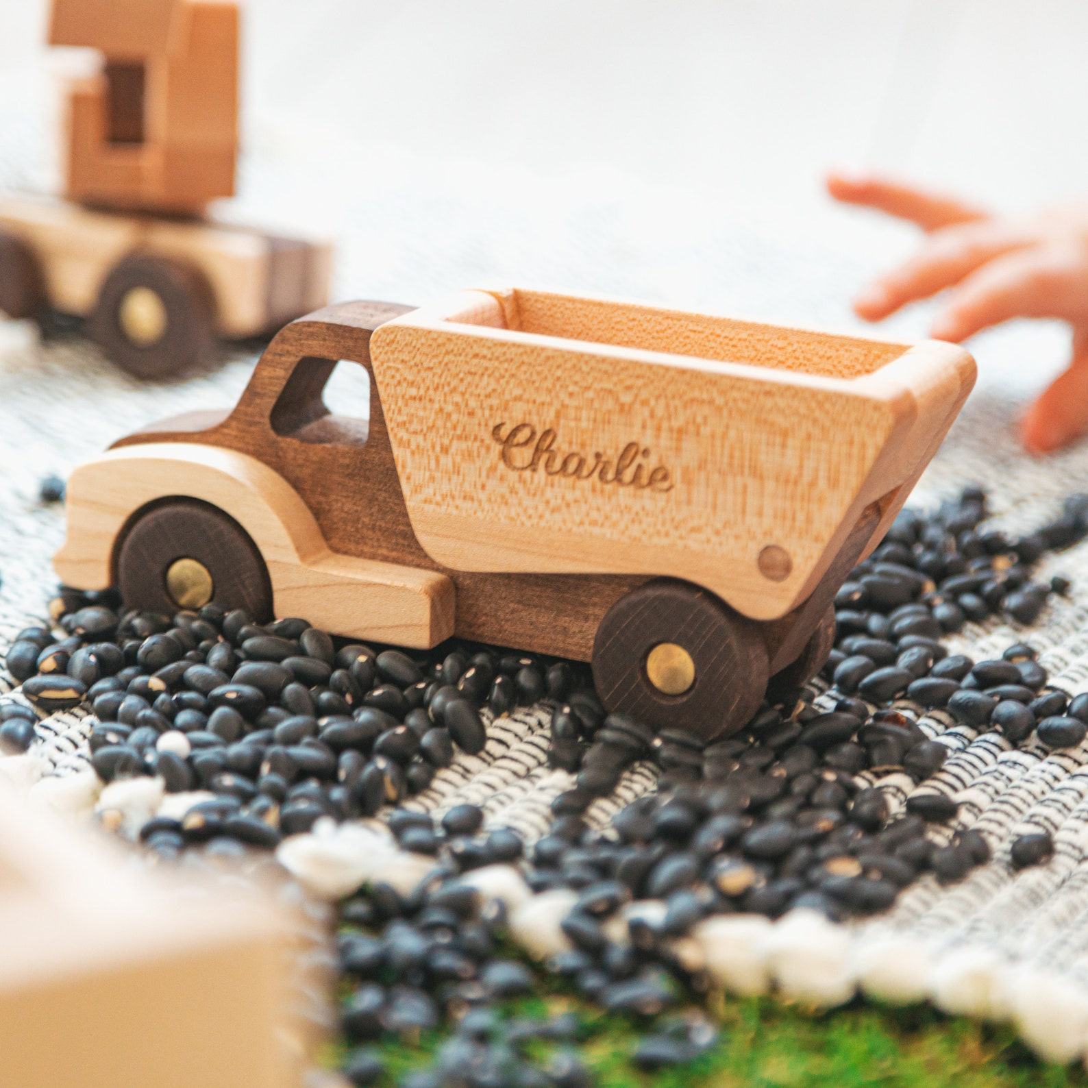 Montessori Excavator Truck  Personalized Wooden Toy for Toddlers – Eco-Friendly Construction Fun!