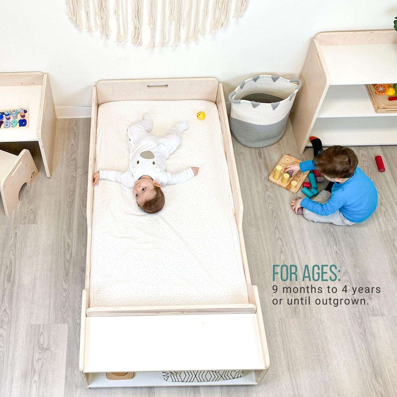 Montessori Floor Bed with Rails Safe and Stylish Sleep for Your Little One