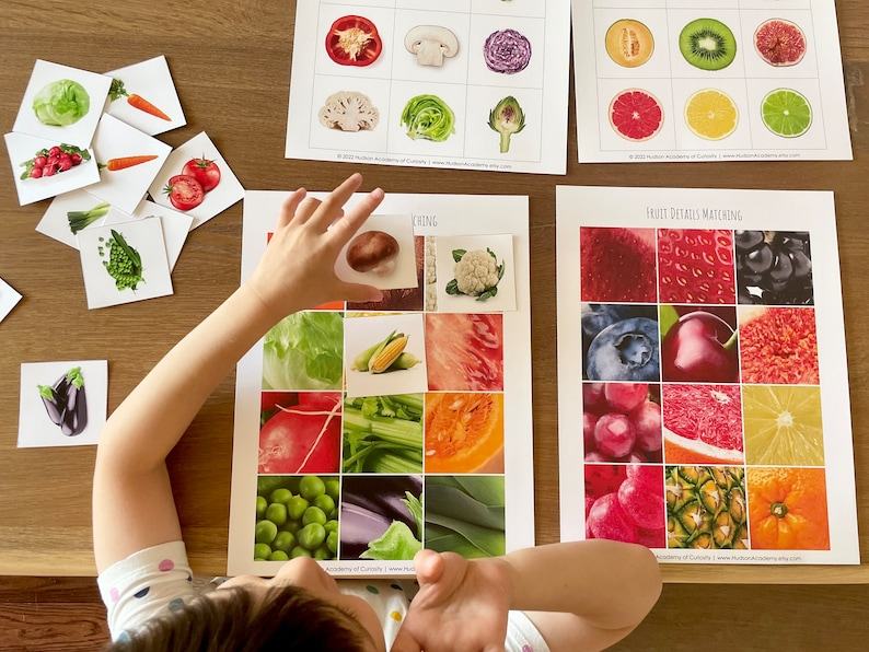 Montessori-Inspired Fruit and Veggie Matching Cards Explore the World of Produce Inside and Out