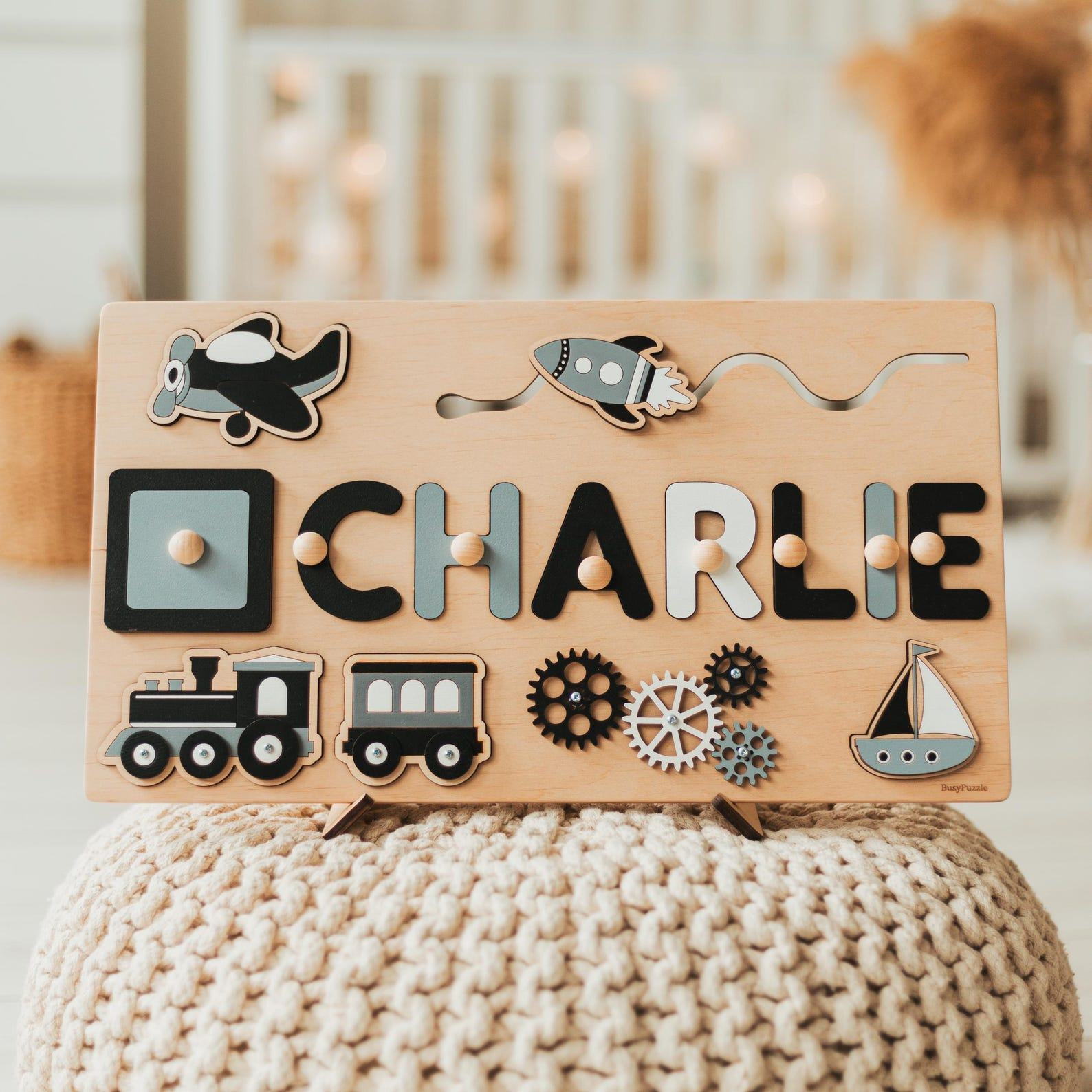 Montessori Ocean Busy Board – Personalized Wooden Sensory Toy for 1-3 Year Olds – Easter & Baby Present