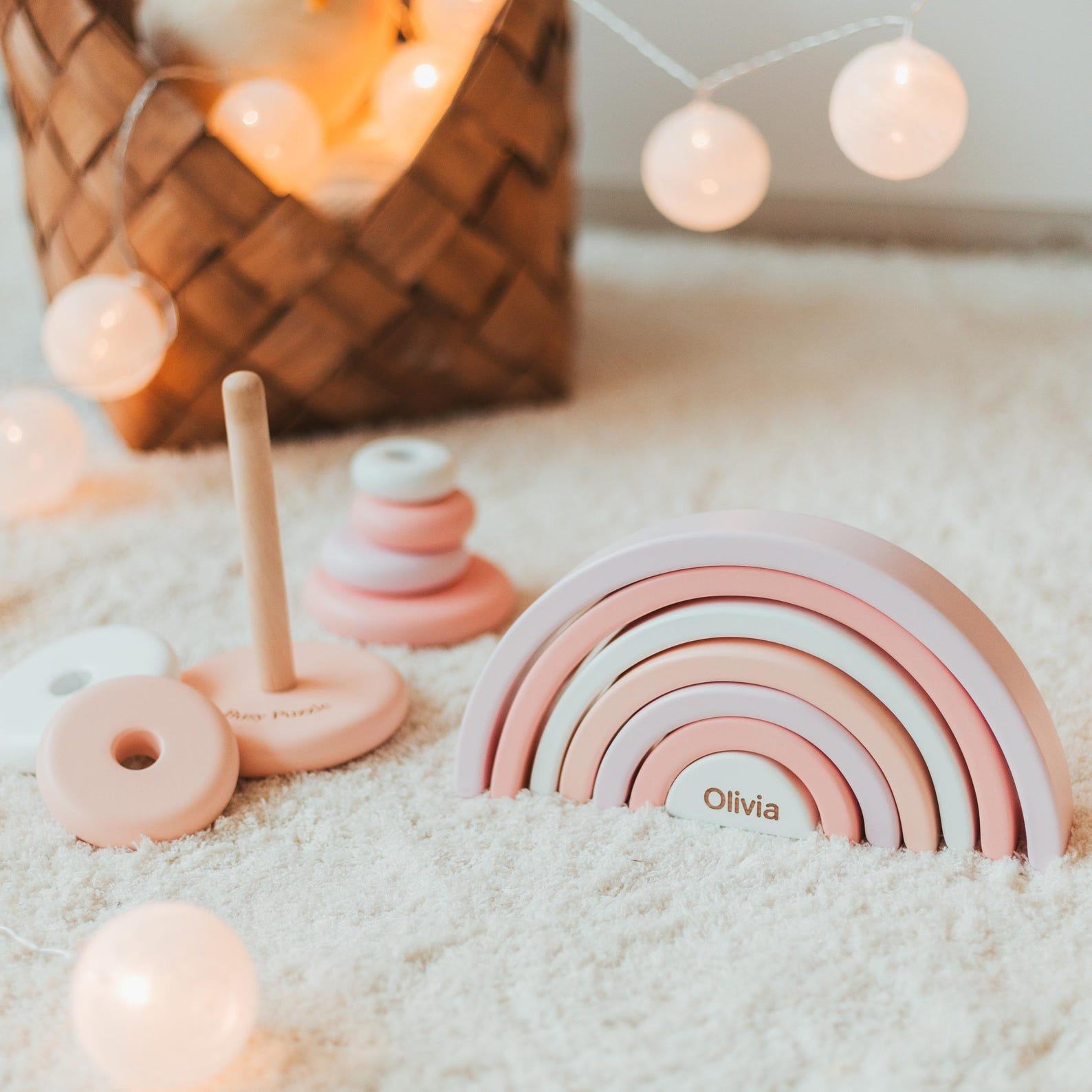 Montessori Stacking Rings  Personalized Wooden Pyramid Toy for 1 Year Olds – Sensory & Educational